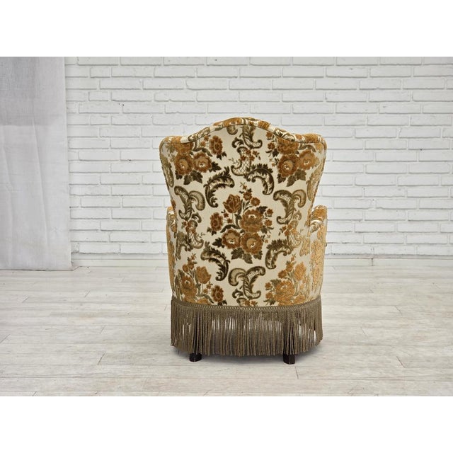 Wood Small Danish Armchairs in Brown/Beige Furniture Fabric, 1970s, Set of 2 For Sale - Image 7 of 18