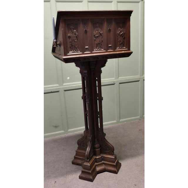 19th Century Carved Oak Reading Podium Menu Stand This is a very impressive piece full of character, the book frame at the...