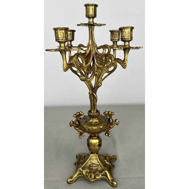Vintage French Ornate 5-Arm Candelabras, Set of 2 For Sale - Image 5 of 14