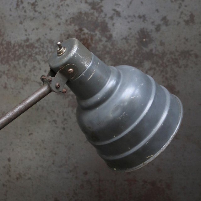 French Machinist Work Light in Grey Metal For Sale - Image 4 of 7