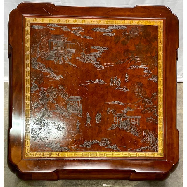 Vintage Drexel Heritage Ming Treasures Leather Inlay Coffee Table