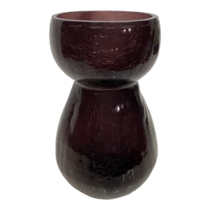 Mid Century Modern Amethyst Crackle Glass Hyacinth Vase