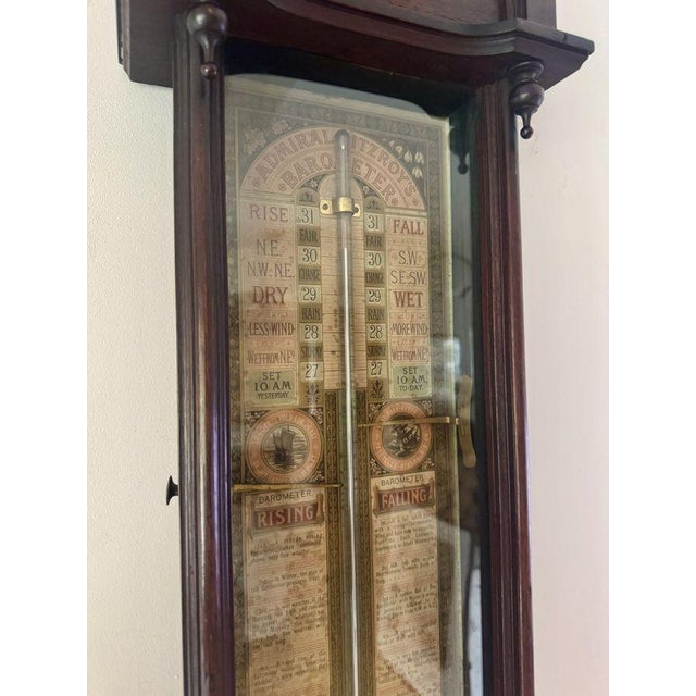 Antique Admiral Fitzroy Barometer and Clock, 1900 For Sale - Image 4 of 8