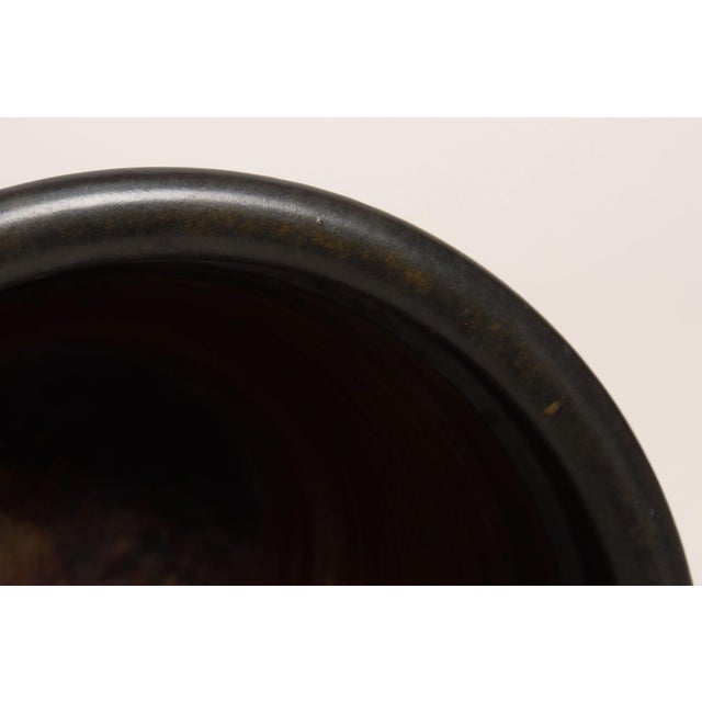 Metallic Slate and Matte Red Glaze Variegated Ceramic Planter by Deanna Nichols For Sale - Image 17 of 18