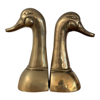 Vintage Brass Mallard Duck Bookends - a Pair For Sale