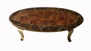 1970s Vintage Mueller Faux Marble Oval Table