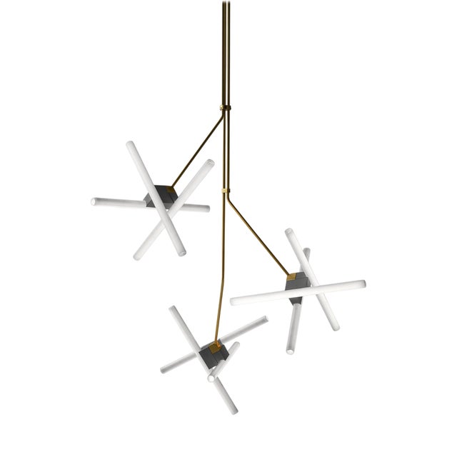 Steel and Brass Olvidada Triple Lamp by Pepe Cortes for BD Barcelona For Sale