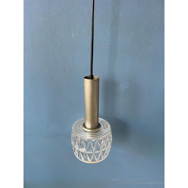 Glass Mid-Century Crystal Glass Pendant Lamp For Sale - Image 7 of 11