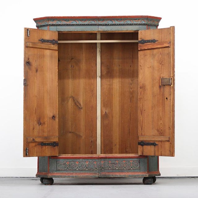 Rustic Farmhouse Folk Art Painted Bridal Cabinet, 1806 For Sale - Image 14 of 15