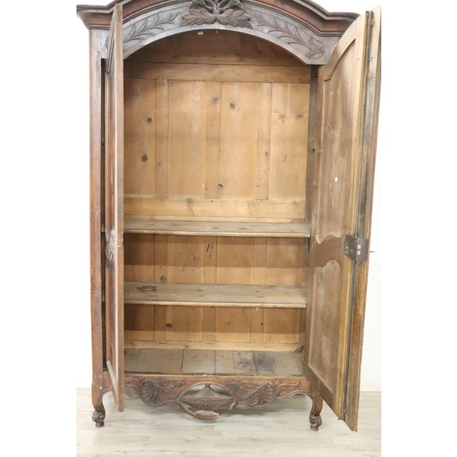 Antique French Wardrobe in Solid Walnut, 1770s For Sale - Image 3 of 17