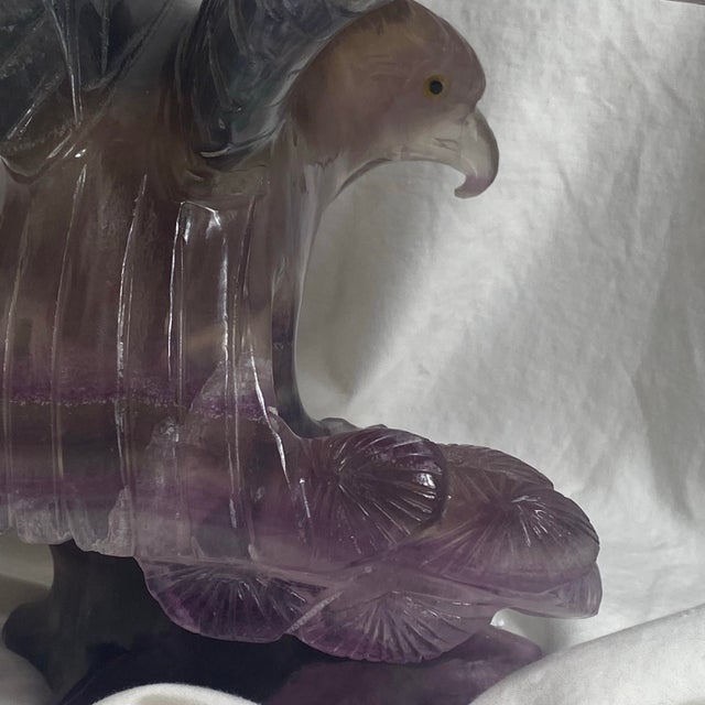 Mid 20th Century Large Hand Carved Amethyst Eagle Bird Sculpture For Sale - Image 4 of 12