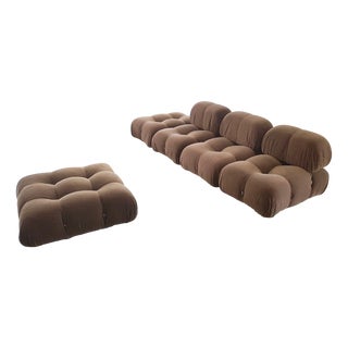 Camaleonda Modular Chairs and Ottoman in Brown Corduroy by Mario Bellini for C&B Italia, 1970s, Set of 5 For Sale
