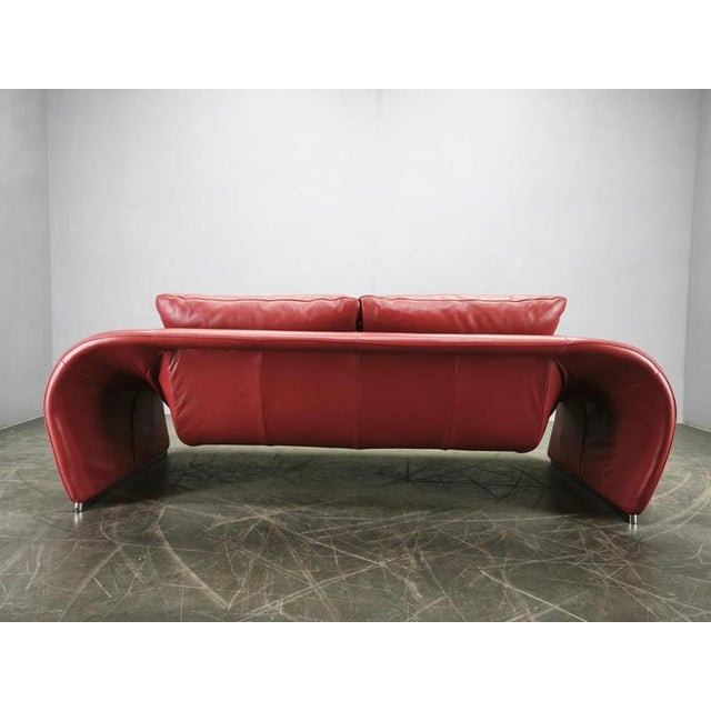 Italian Red Leather Sofa by Divanotti, Postmodern, 1990s For Sale - Image 9 of 18