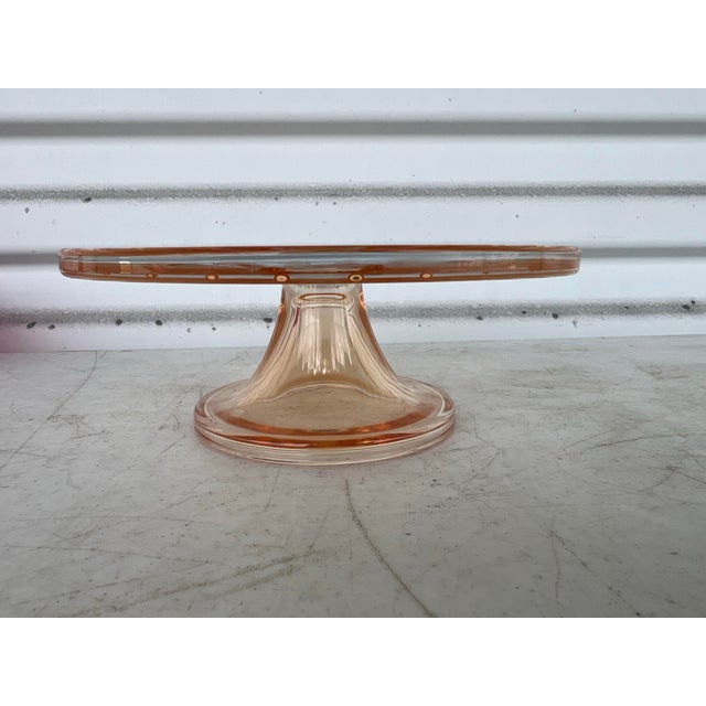 Pink Depression Glass Ball Footed Cake Plate Pedestal Ribbed Design This vintage Pink Depression Glass Ball Footed Cake...