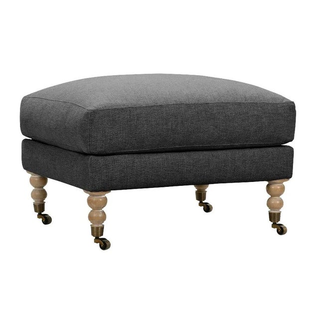 Textile Greta Ottoman, Fawn Linen For Sale - Image 7 of 7