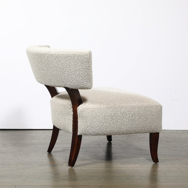 Pair of Mid-Century Curved Slipper Chairs W/ Bouclé Upholstery by Billy Haines For Sale - Image 13 of 13