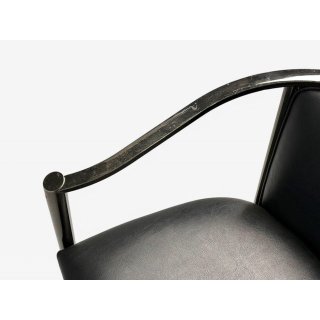 Karl Springer Style, Mid-Century Modern, Gunmetal, Leather, Armchairs, 20th Century - Set of 2 For Sale In New York - Image 6 of 7