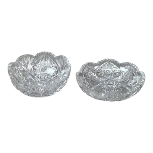 Set of 2 Antique Hawkes School Brilliant Cut Glass Bowls, Circa 1890