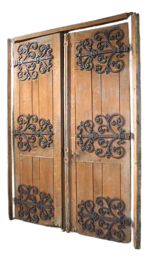 Pair of Double Sided 19th Century French Oak and Iron Cathedral Doors