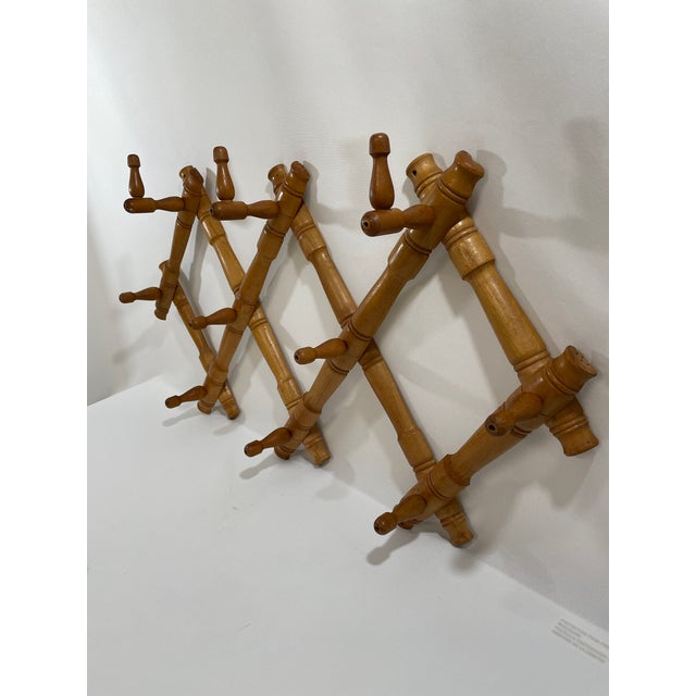 1950s 1950s Expandable Bulgarian Faux Bamboo Wooden Coat and Hat Rack For Sale - Image 5 of 18