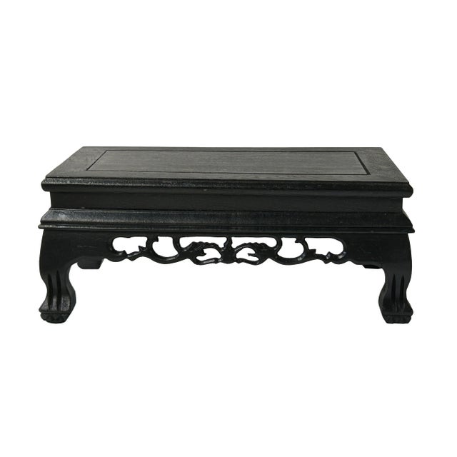 Elevate your presentation with the Brown Feather Pattern Rectangular Wood Display Stand Riser with claw legs. Crafted with...