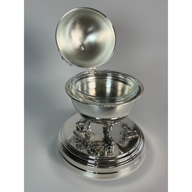 Globe Caviar Server — Ottoman Silver Plated, Handcrafted, Grand Bazaar Istanbul For Sale - Image 4 of 5