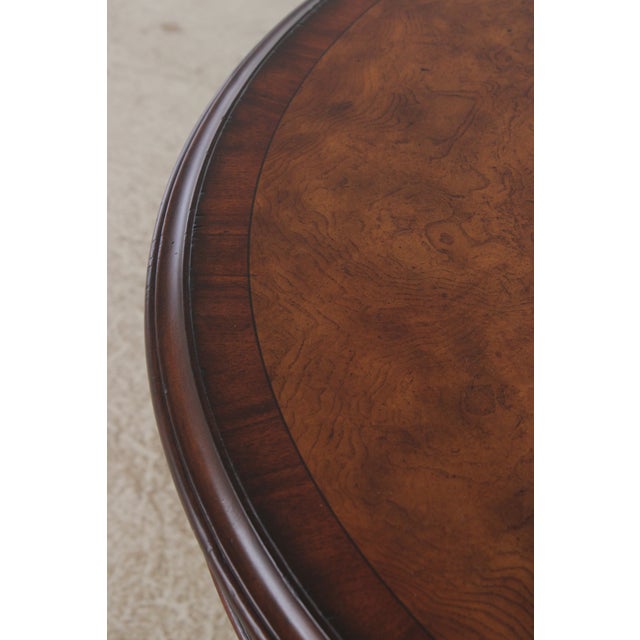 Wood Maitland Smith 42 Inch Round Inlaid Mahogany Center Table For Sale - Image 7 of 14