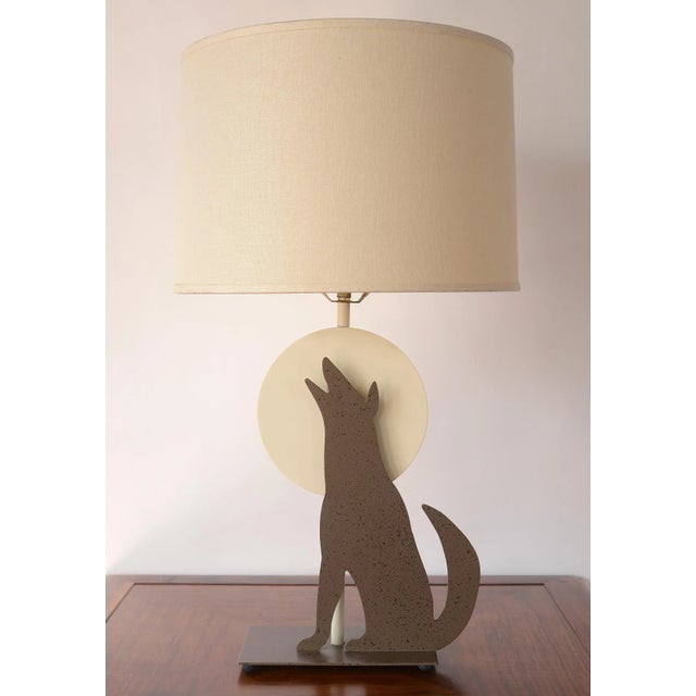 Postmodern 1980s Postmodern Memphis Style Metal Howling Wolf Table Lamp For Sale - Image 3 of 12