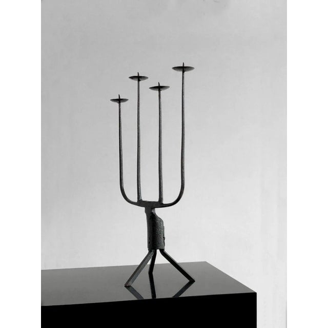 Vintage French Brutalist Candlestick in Wrough Iron, 1960s For Sale - Image 12 of 13