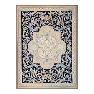 Handwoven French Style Aubusson Area Rug 9’0″ X 12’0″ For Sale