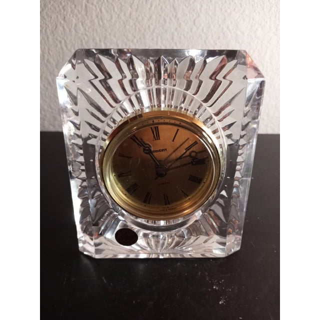 Glass 1980s Cristal D Arques France Mantle Quartz Clock For Sale - Image 7 of 8