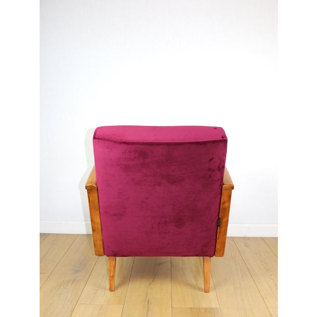 Vintage Art Deco Loft Armchair in Raspberry, 1960s For Sale - Image 6 of 13