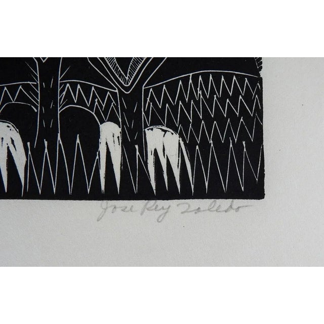 Vintage mid 20th century woodcut on thin paper by Jose Rey Toledo (1915-1994) Native American, Jemez Pueblo, New Mexico....