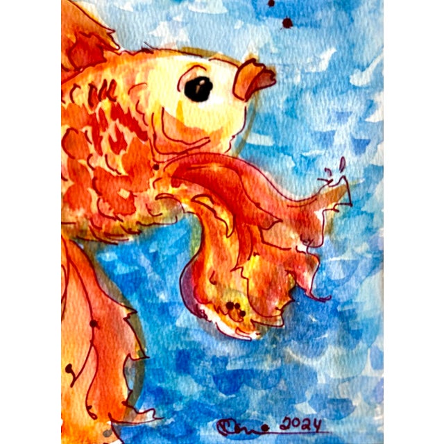 Giclee Print of the Watercolor Painting “ Orange Fish” For Sale - Image 4 of 4