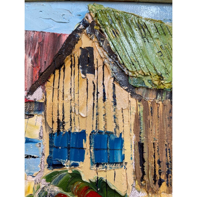 Vintage Colorful Private Beach House Painting For Sale - Image 10 of 13