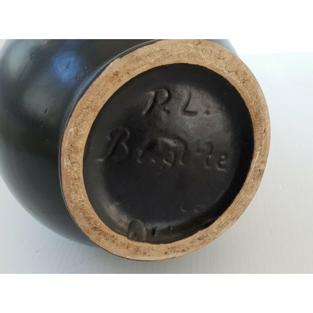 Ceramic Vintage French Pitcher in Black Ceramic by P.l. Brigitte, 1950s For Sale - Image 7 of 8