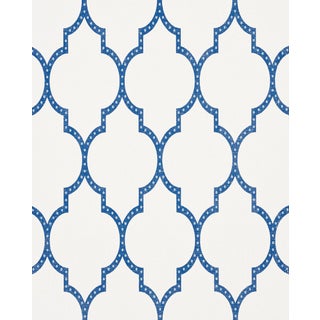Sample - Schumacher Algier's Paperweave Wallpaper in Blue For Sale