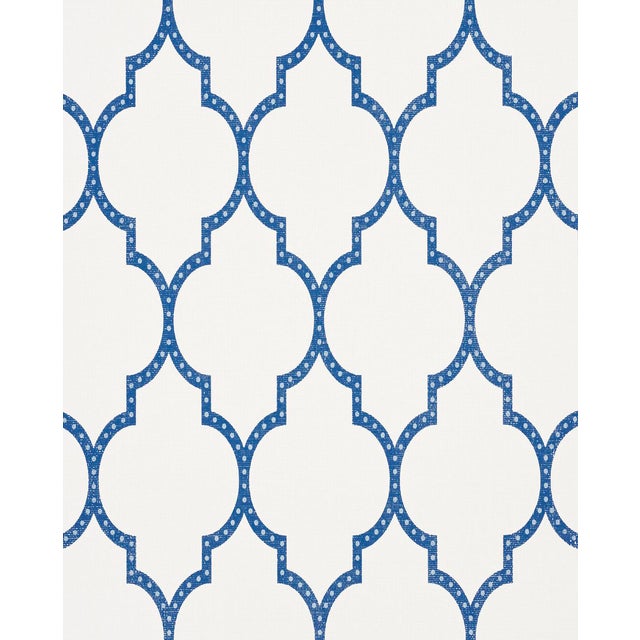 Sample - Schumacher Algier's Paperweave Wallpaper in Blue For Sale