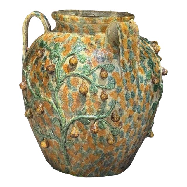 Italian Majolica Three-Armed Pear Planter Vase For Sale