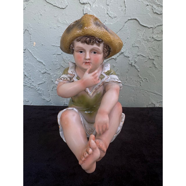 Victorian Antique Style Camille Naudot French Porcelain Piano Baby Boy Figurine Model 6068a For Sale - Image 3 of 9