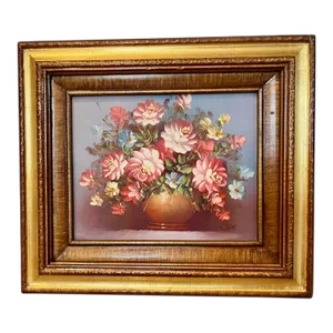 1960s Floral Painting Signed Cox, Framed