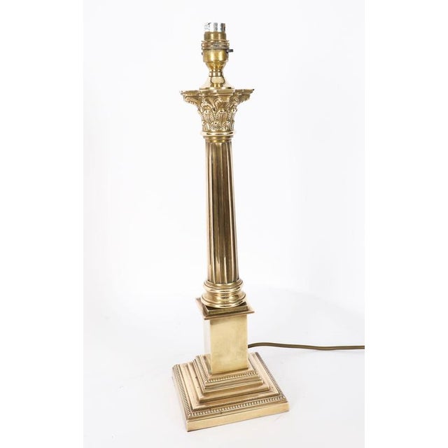 Vintage Bronze Corinthian Column Table Lamps, Set of 2 For Sale - Image 5 of 15
