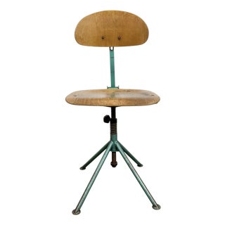 Industrial Dark Green Workshop Chair, 1950s For Sale