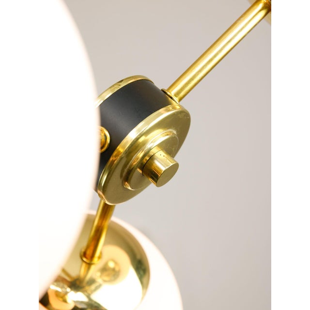 Metal Mid-Century Modern Italian Pendant Light in Brass and Opaline Glass, 1960s For Sale - Image 7 of 15