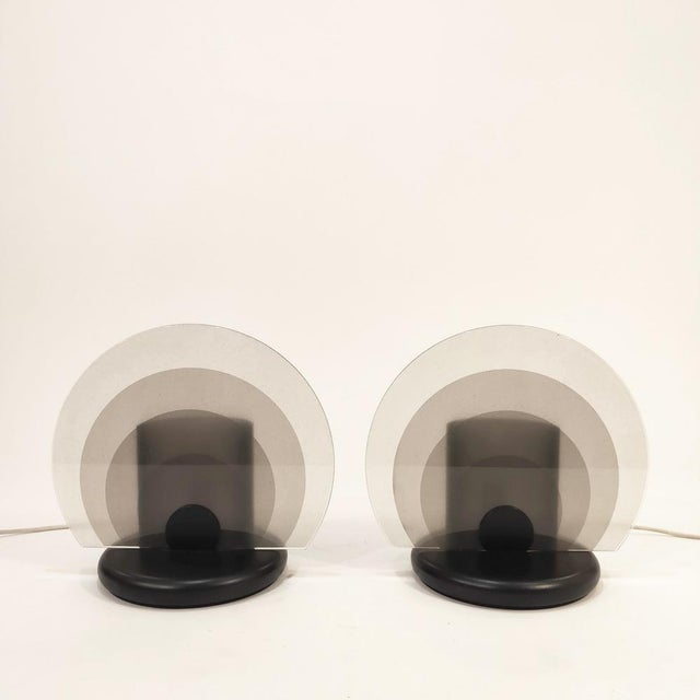 Black Vintage Italian Table Lamps by Bruno Gecchelin for Skipper and Pollux, 1980s, Set of 2 For Sale - Image 8 of 8