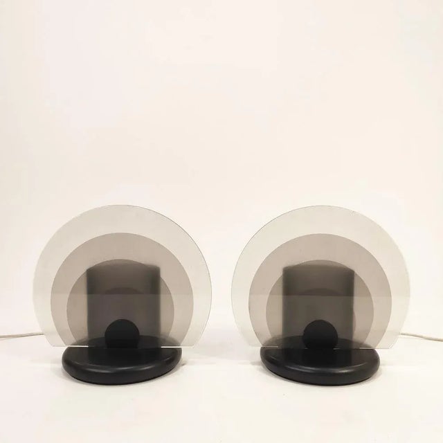 Black Vintage Italian Table Lamps in the style of Bruno Gecchelin for Skipper and Pollux, 1980s, Set of 2 For Sale - Image 8 of 8