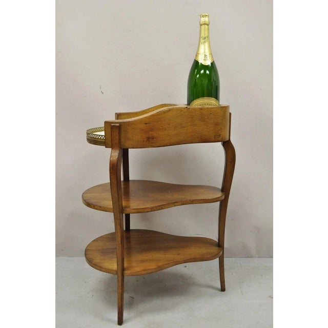 Early 20th Century French Country Provincial Biedermeier Cherry Marble Side Table Ice Bucket Holder For Sale - Image 4 of 12