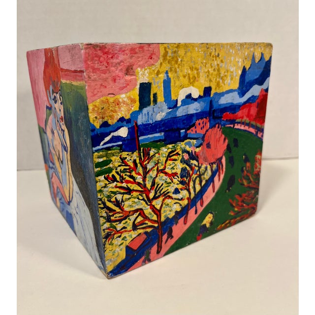 Impressionist Vintage Oil on Wooden Cube Reproduction of André Derain Famous Artworks 6" X 6" For Sale - Image 3 of 10