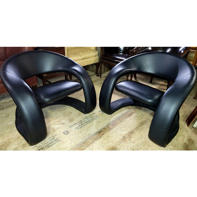 Wood Pair of Vintage Jaymar Attributed Postmodern Sculptural Cantilever Tongue Chairs For Sale - Image 7 of 7