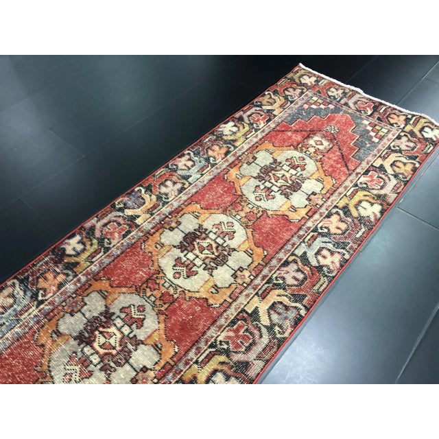 Red Red Boho Home Turkish Handmade Wool Runner For Sale - Image 8 of 11